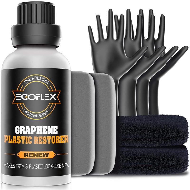 EGOFLEX Graphene Plastic Restorer Trim Kit - Crystal Coating Plastic Restorer for Cars - Rubber Vinyl Headlight Restoration Restore a Finish Back to Black Shine Exterior Auto Detailing Supplies - Image 1